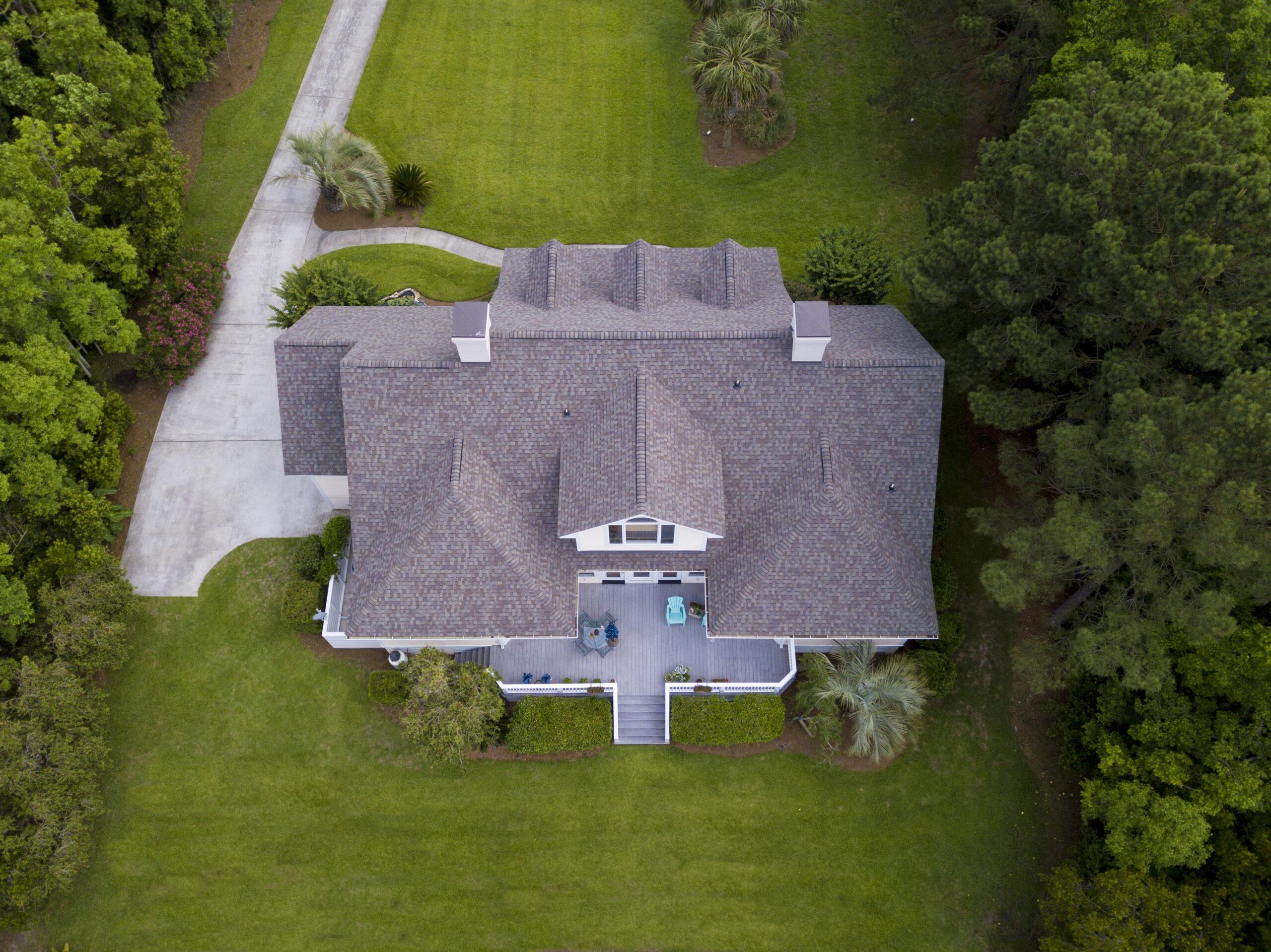 Aerial view of house roof